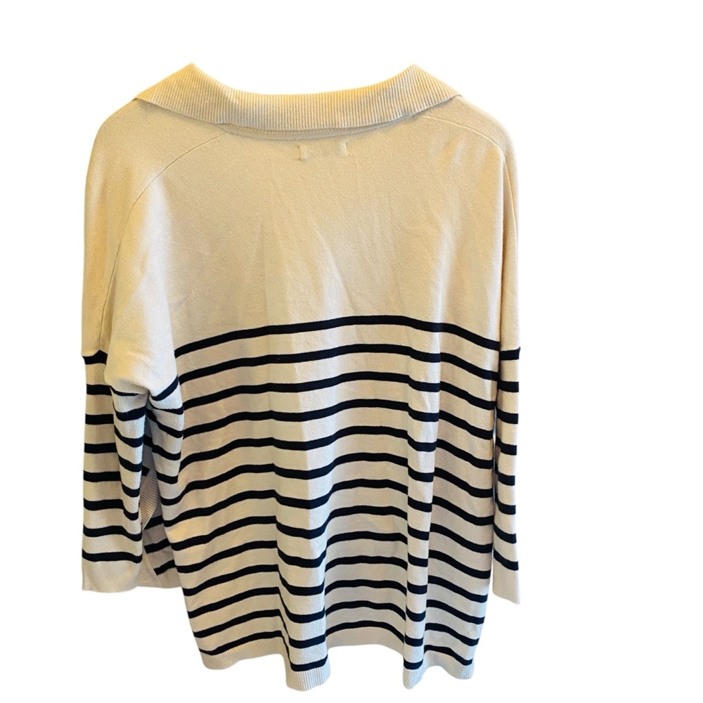Mersea Striped V-Neck Sweater - Navy and White - Picture 4 of 8